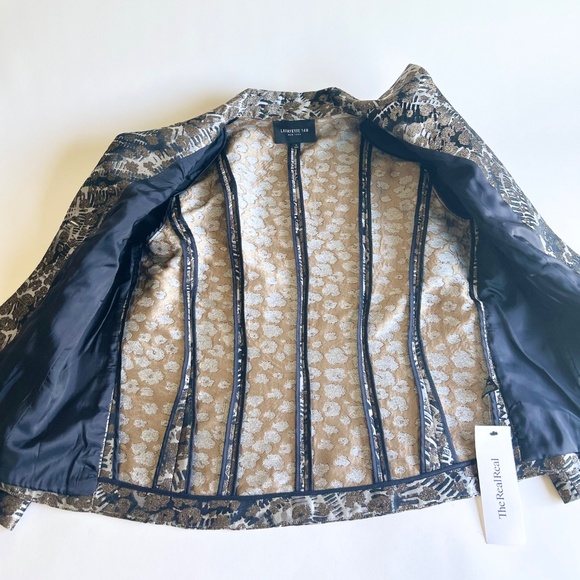 Lafayette Grey Black Cream Polyester Blazer size 14 - Picture 8 of 15